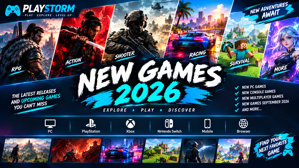 New Games 2026 featuring new PC games new console games RPG action racing survival and multiplayer games