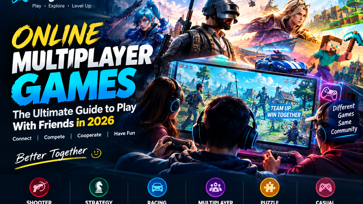Online Multiplayer Games 2026 featuring competitive gaming, co-op adventures, racing, strategy and casual gameplay